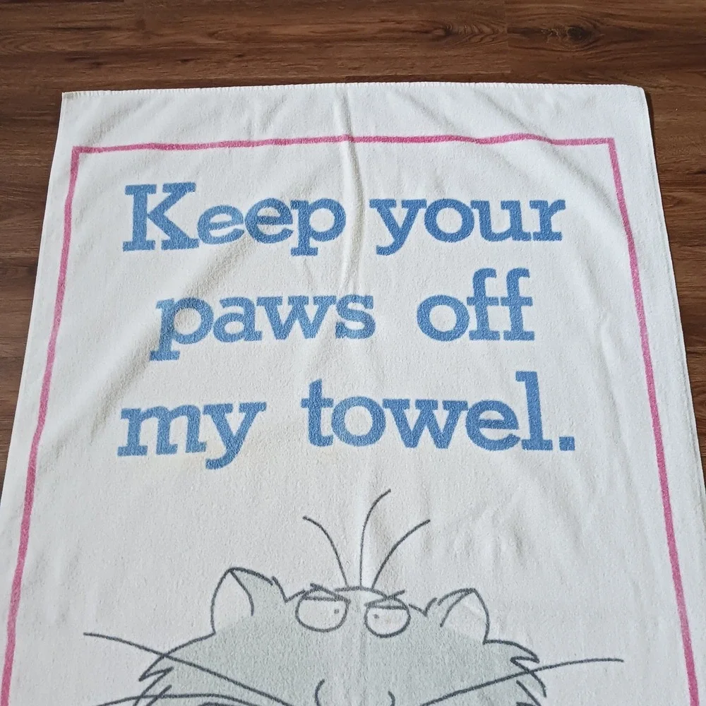 Vintage Sandra Boynton Keep Your Paws Off My Towel Cat Beach Towel 35 x  58